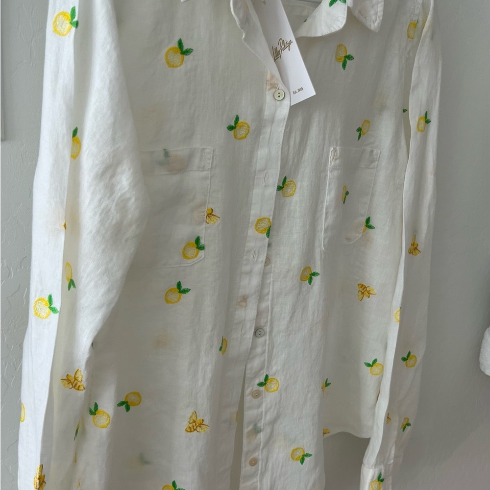 Lilly Pulitzer Sea View
White Button Down Shirt with Yellow and Green Embroidery - Picture 2 of 4
